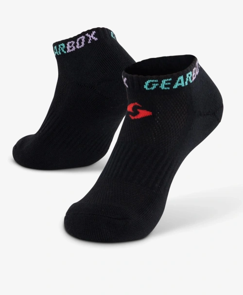 Gearbox No-Show Socks - Black/Green/Purple/Red