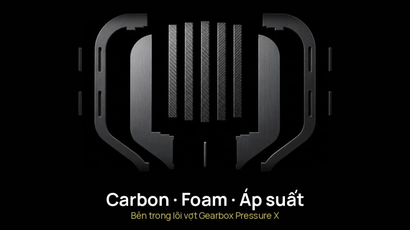Gearbox Pressure X có phải vợt lõi foam? Carbon, foam và áp suất trong lõi